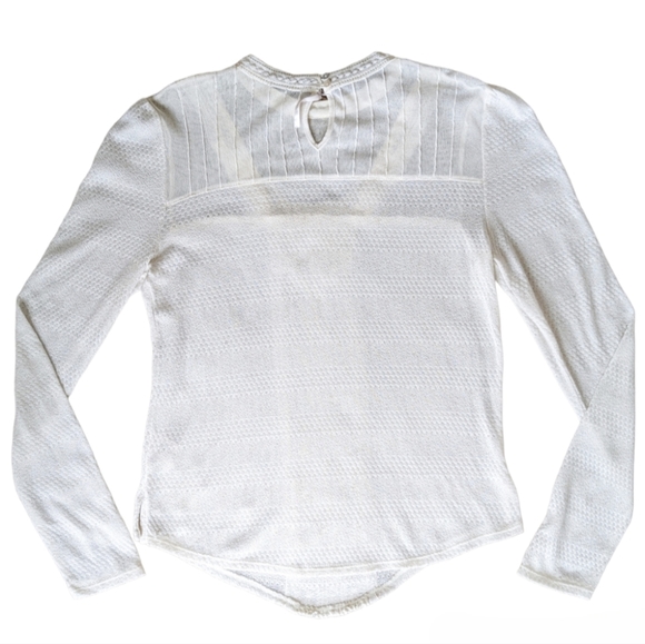 FREE PEOPLE | Ivory White Mesh Lace Top Sz Large - Picture 5 of 8